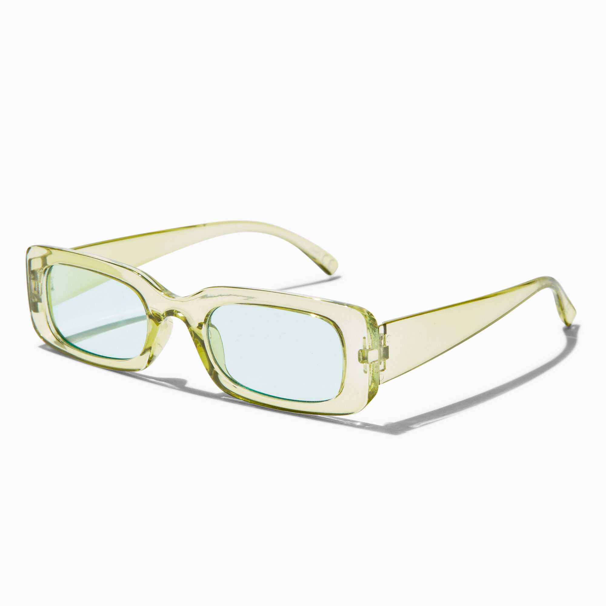 Claire's Lunettes de soleil à monture rectangulaire vert olive translucides