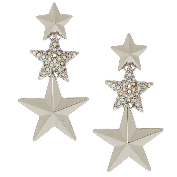 Silver 2 Shooting Star Drop Earrings Claire S Silver 2 Shooting Star Drop Earrings