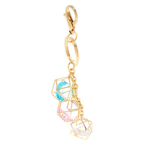 Geometric Crystal Gold Keyring,