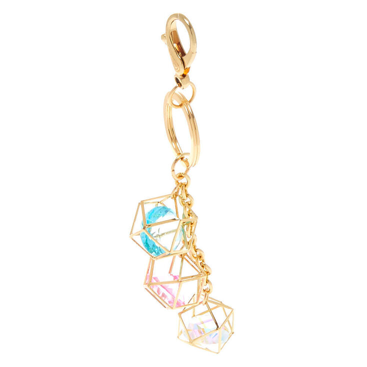 Geometric Crystal Keychain - Gold,