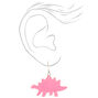 Pink Stegosaurus Dinosaur Drop Earrings,