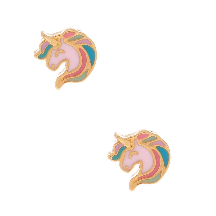 18kt Gold Plated Pastel Unicorn Stud Earrings Claire S