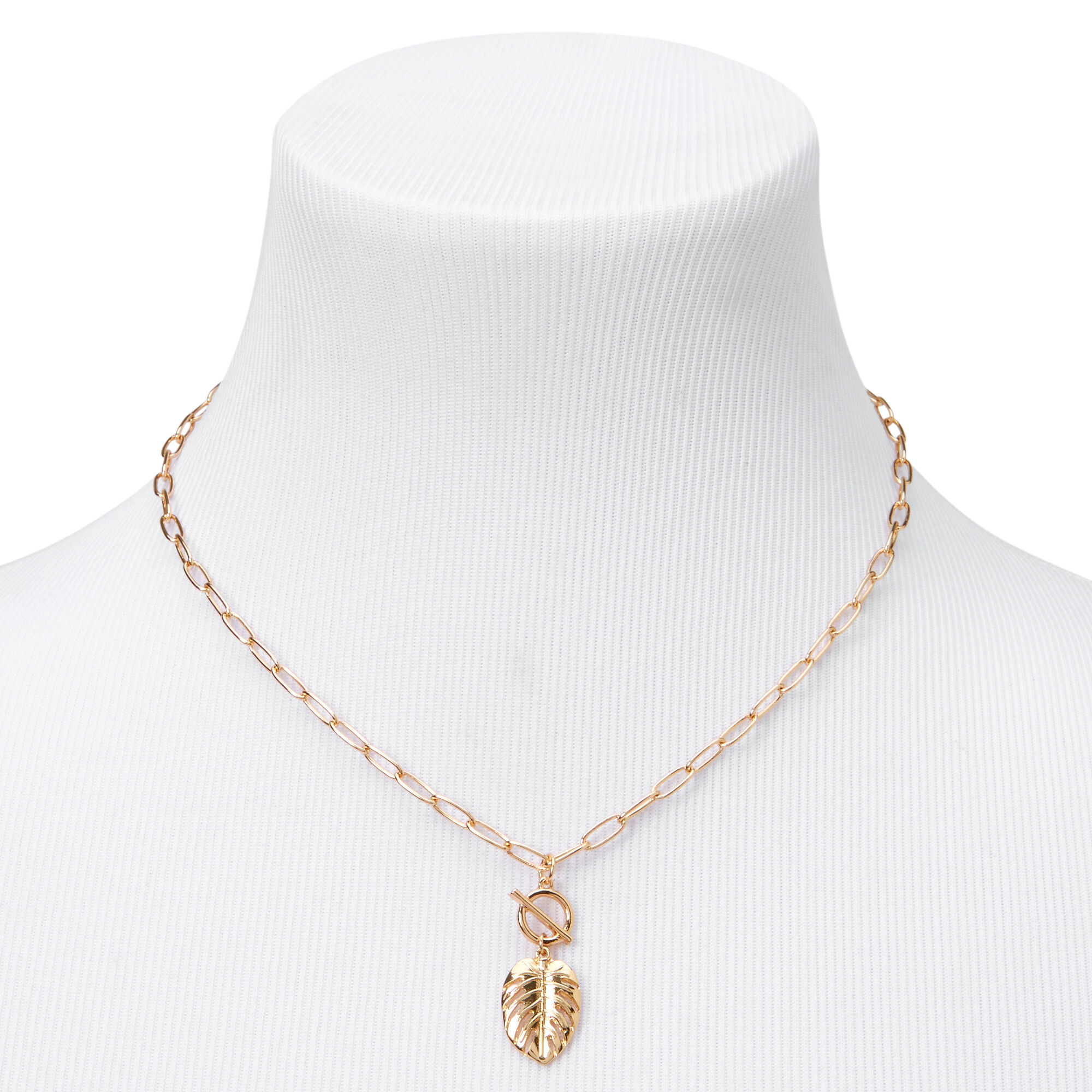 Gold Palm Tree Toggle Pendant Necklace,