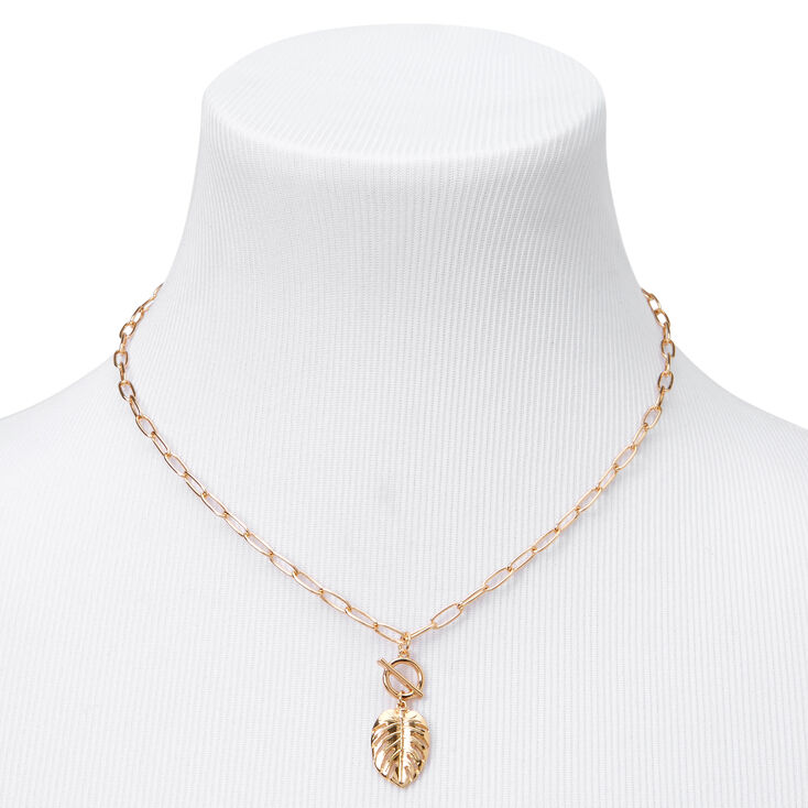 Gold Palm Tree Toggle Pendant Necklace,