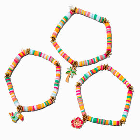 Claire&#39;s Club Vacation Fimo Clay Beaded Anklets - 3 Pack,