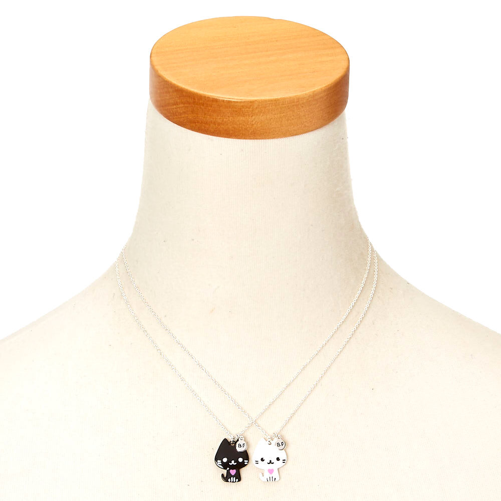 Best Friends Black & White Cat Pendant Necklaces,