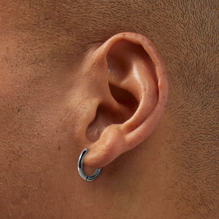 Silver-tone Titanium Hoop Earrings - 2 Pack,