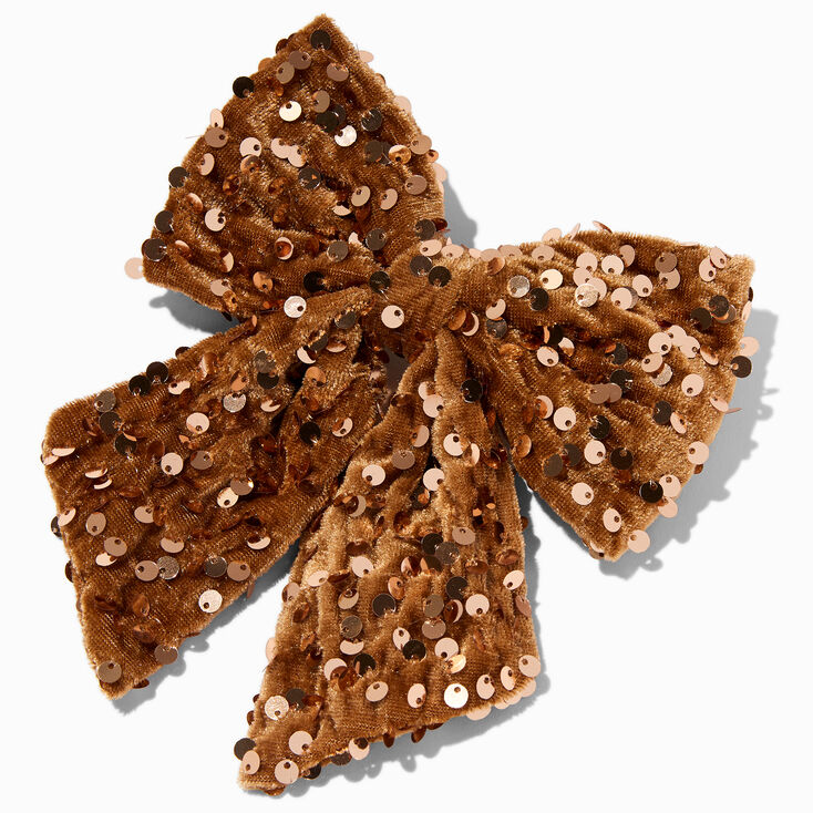 Bronze Sequin Hair Bow Clip,
