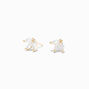 Gold Cubic Zirconia Lotus Stud Earrings,