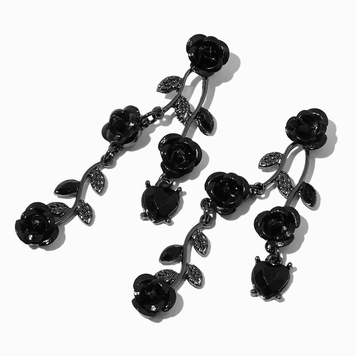Black Rose Vines 2&quot; Drop Earrings ,