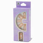 White Heart Stars Long Almond Vegan Faux Nail Set - 24 Pack,