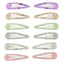 Pastel Pearl Glitter Hair Snap Clips - 12 Pack,