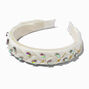 Iridescent Gemstone White Braided Headband,