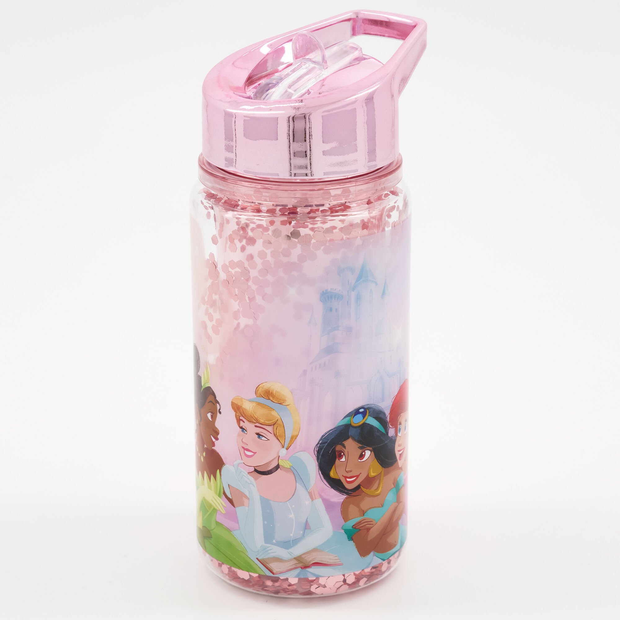 claire's ©disney princess glitter water bottle – pink