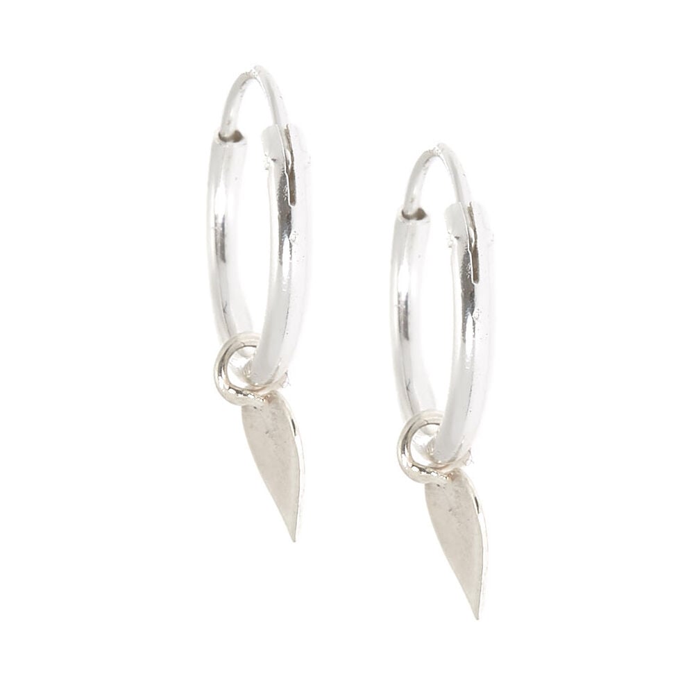 Sterling Silver 12mm Heart Hoop Earrings,