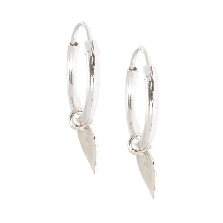 Sterling Silver 12mm Heart Hoop Earrings,