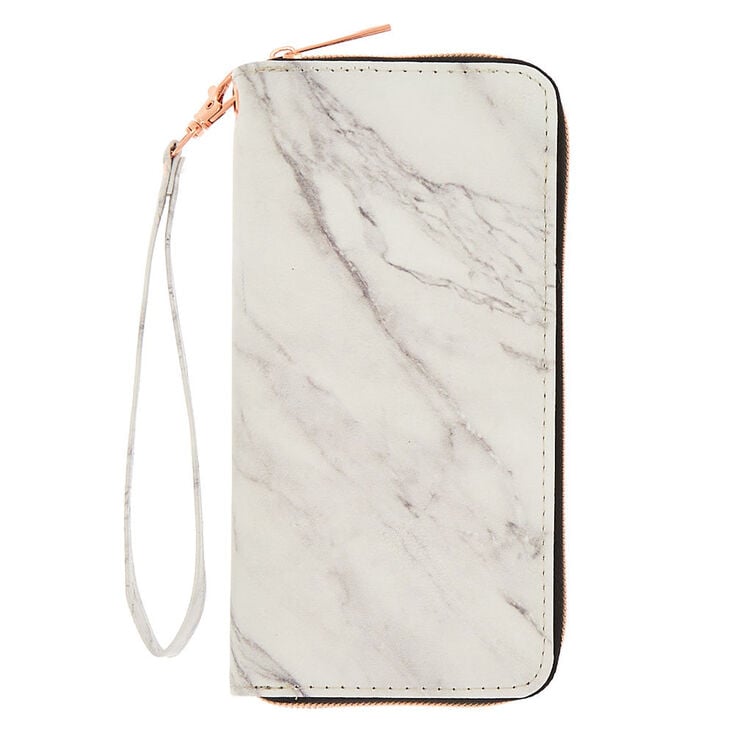 Claire's Pochette poignet zippée blanche effet marbré