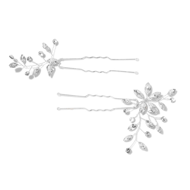 Crystal Spray Floral Hair Pins - 2 Pack,