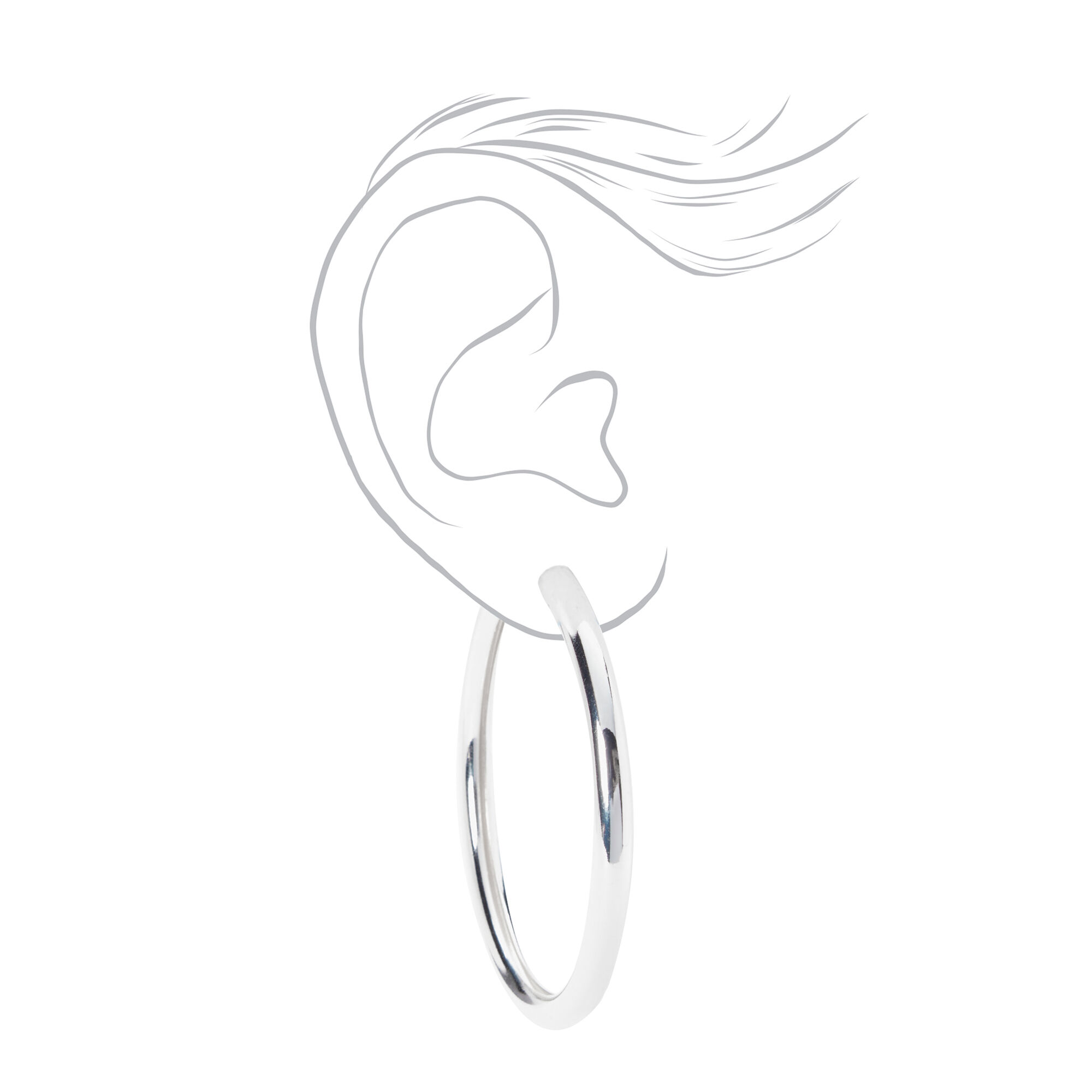 Silver 60MM Clip On Hoop Earrings Claire s US