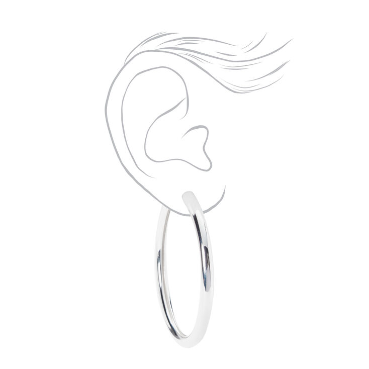 Silver-tone 60MM Clip On Hoop Earrings,