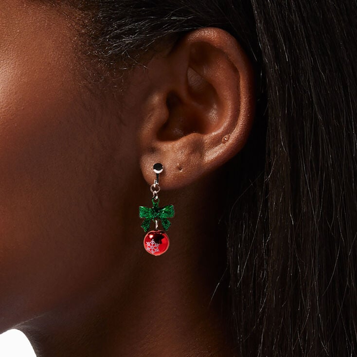 Christmas 0.5&quot; Bells Clip-On Drop Earrings,