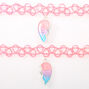 Sisters Neon Heart Glow In The Dark Tattoo Choker Necklaces - 2 Pack,