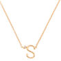 Gold Stone Initial Pendant Necklace - S,