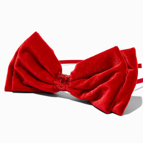 Red Velvet Sequin Bow Headband,
