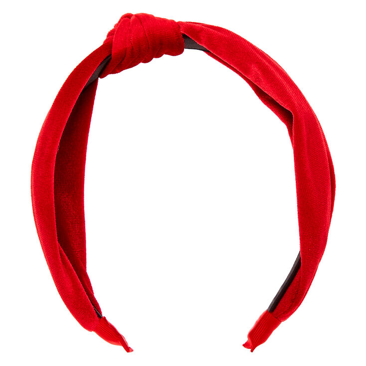 Velvet Knotted Headband - Red | Claire's US