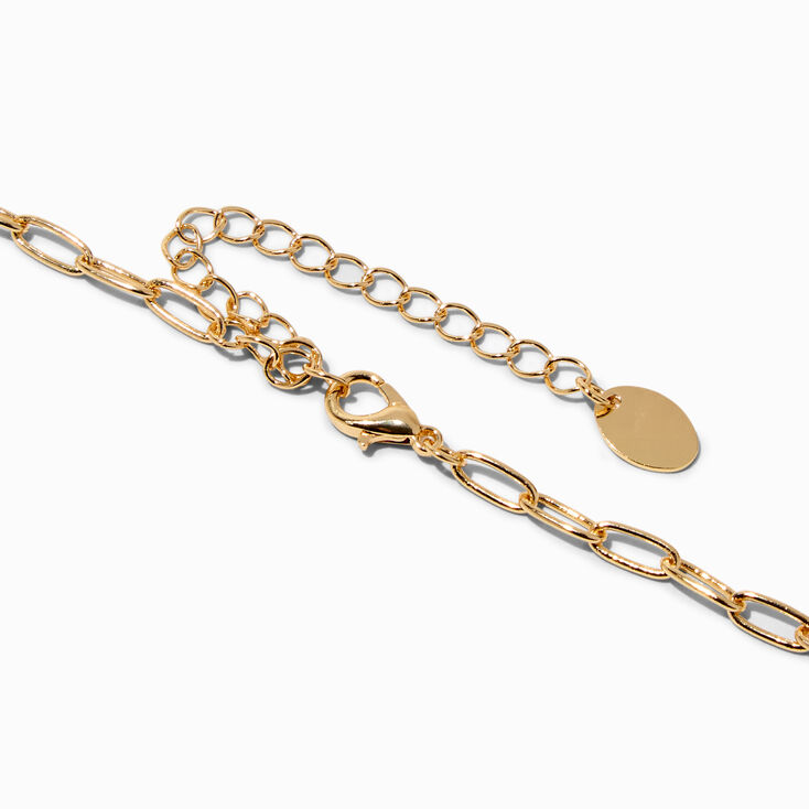 Gold-tone Malachite Horn Charm Necklace,