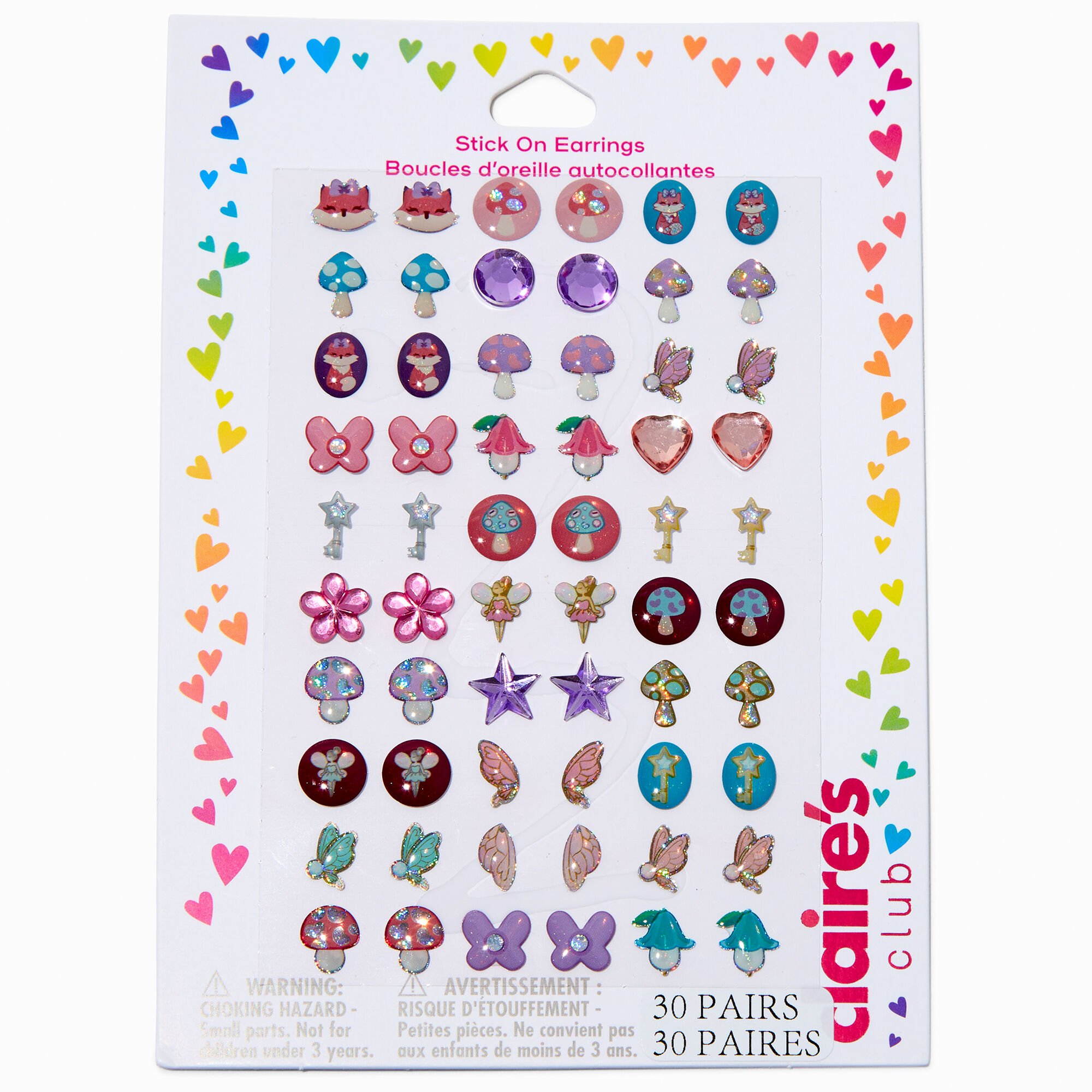 Claire's Club Fairy Garden Stick On Earrings - 30 Pack,