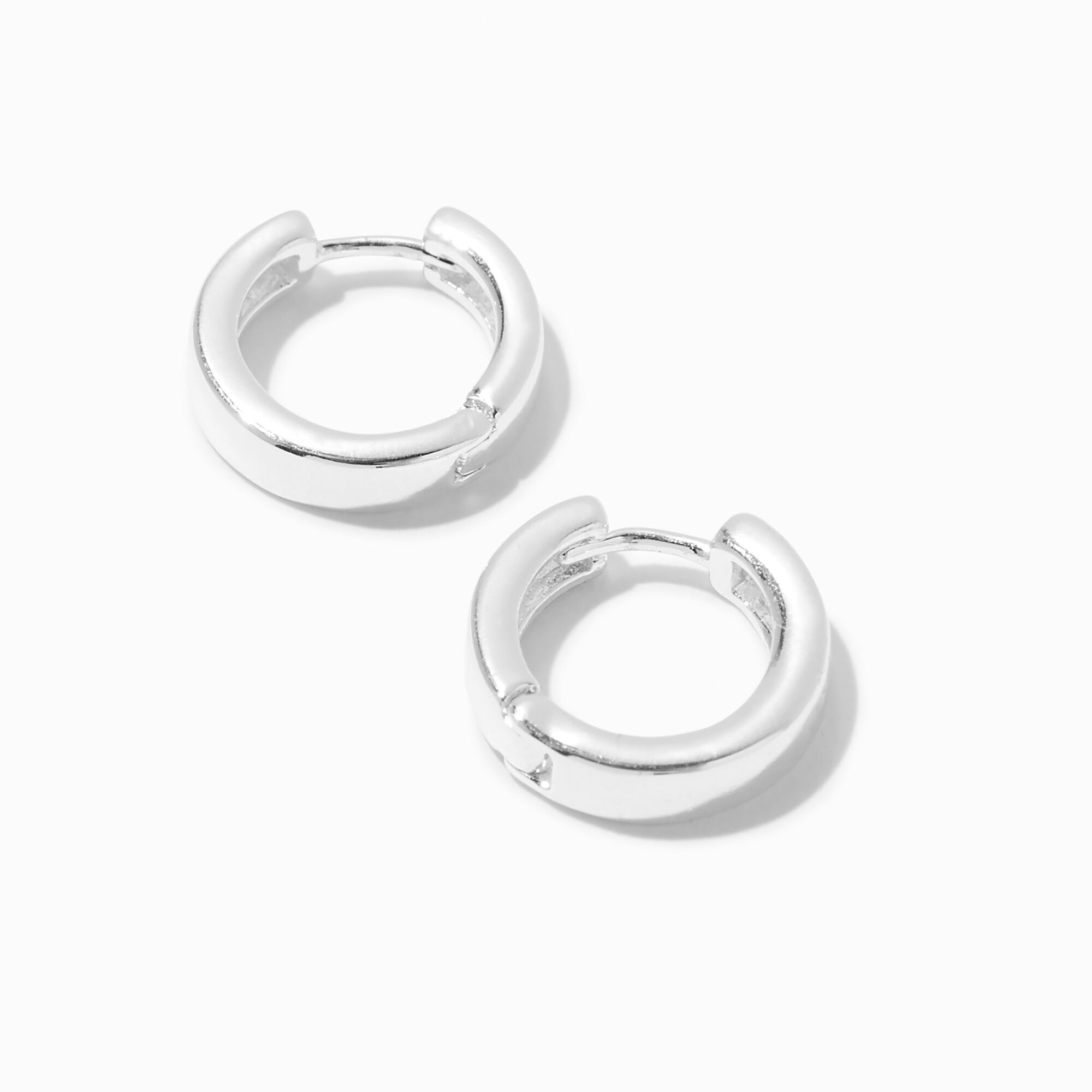 View Claires Tone 15MM Flat Huggie Hoop Earrings Silver information