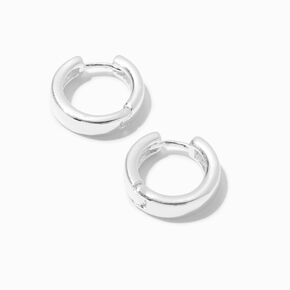 Silver-tone 15MM Flat Huggie Hoop Earrings,