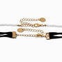 Black Bow &amp; White Pearl Choker Necklaces - 2 Pack,