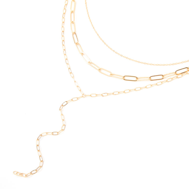 Gold Mixed Chain Multi Strand Necklace,