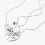 Partners In Crime Heart Pendant Necklaces - 2 Pack, Silver,