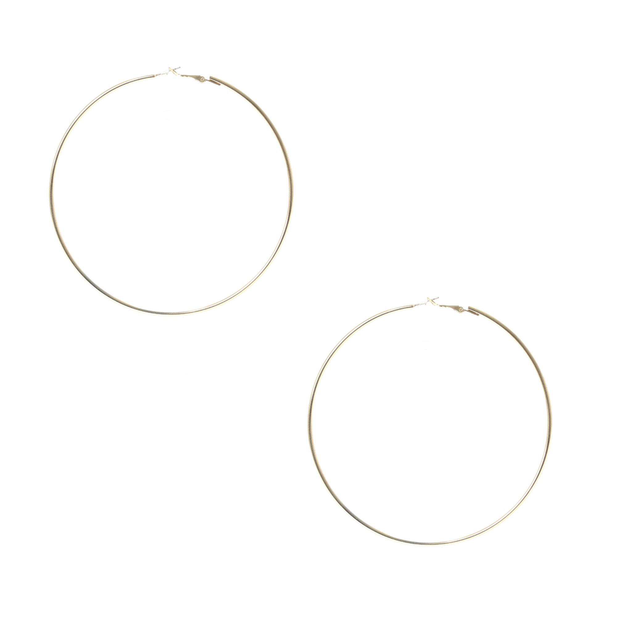 View Claires Tone 100MM Hoop Earrings Gold information