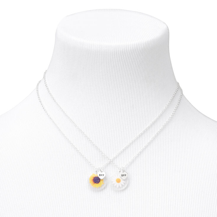 Best Friends Silver Flower Necklaces - 2 Pack,