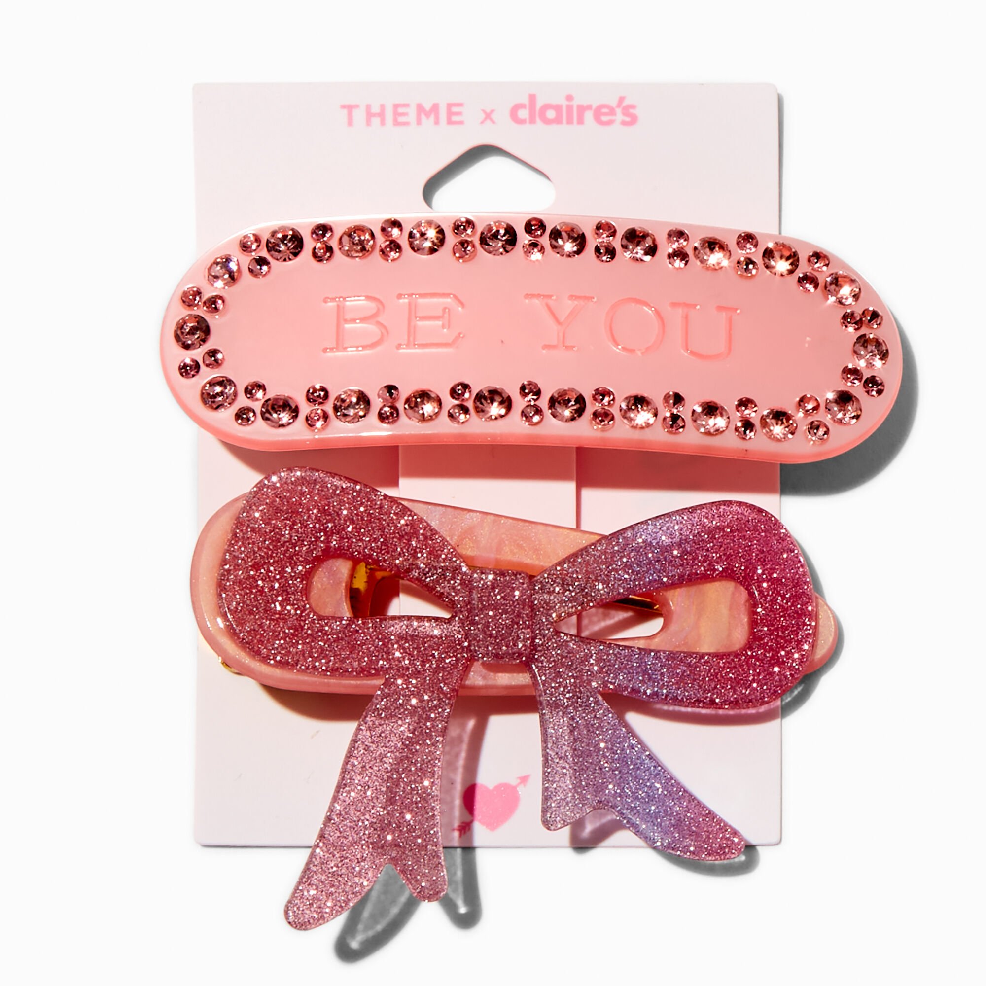 T H E M E x Claire's Pink Be You Bow Hair Clips - 2 Pack