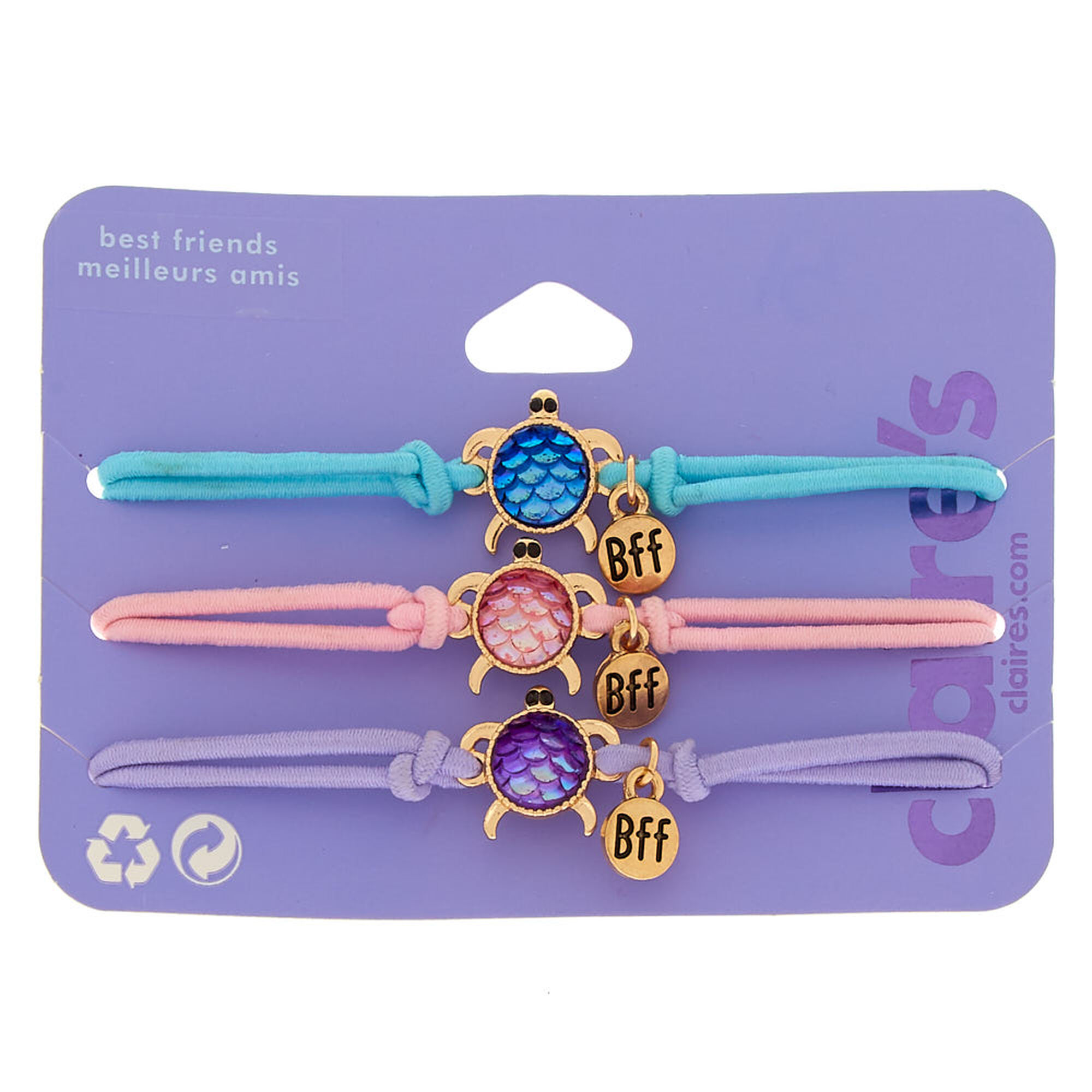 View Claires Pastel Turtle Stretch Friendship Bracelets 3 Pack Purple information