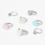 Claire&#39;s Club Glitter Unicorn Silver Rings - 7 Pack,