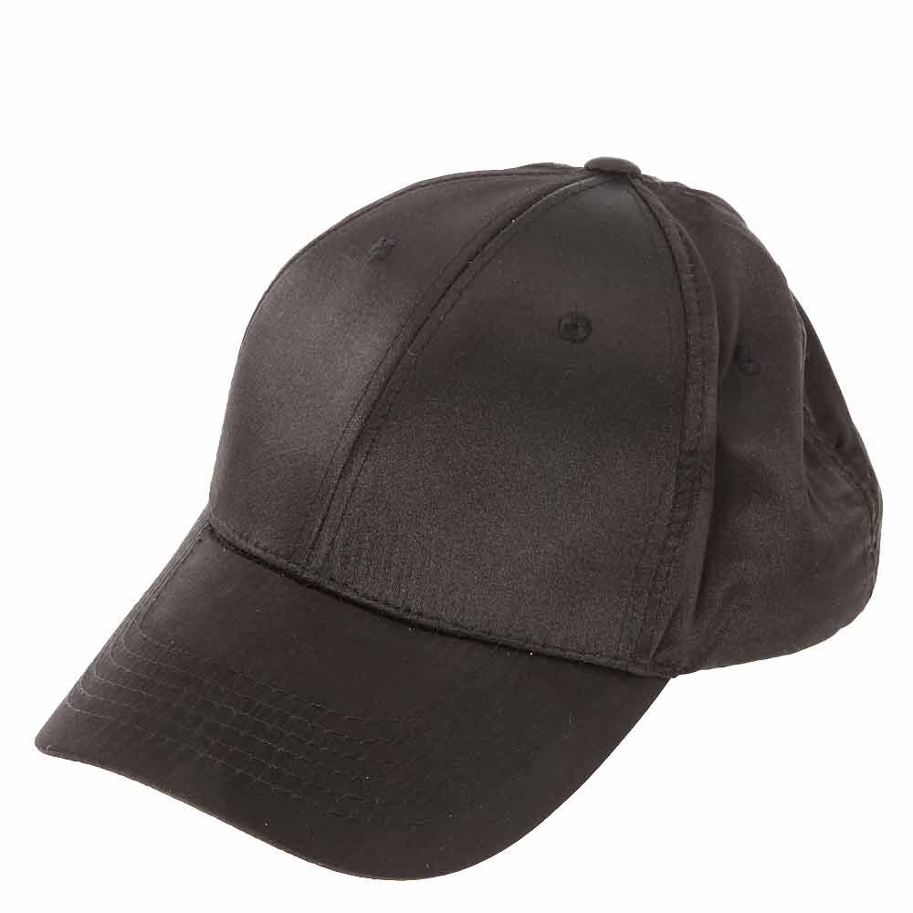 black satin baseball cap