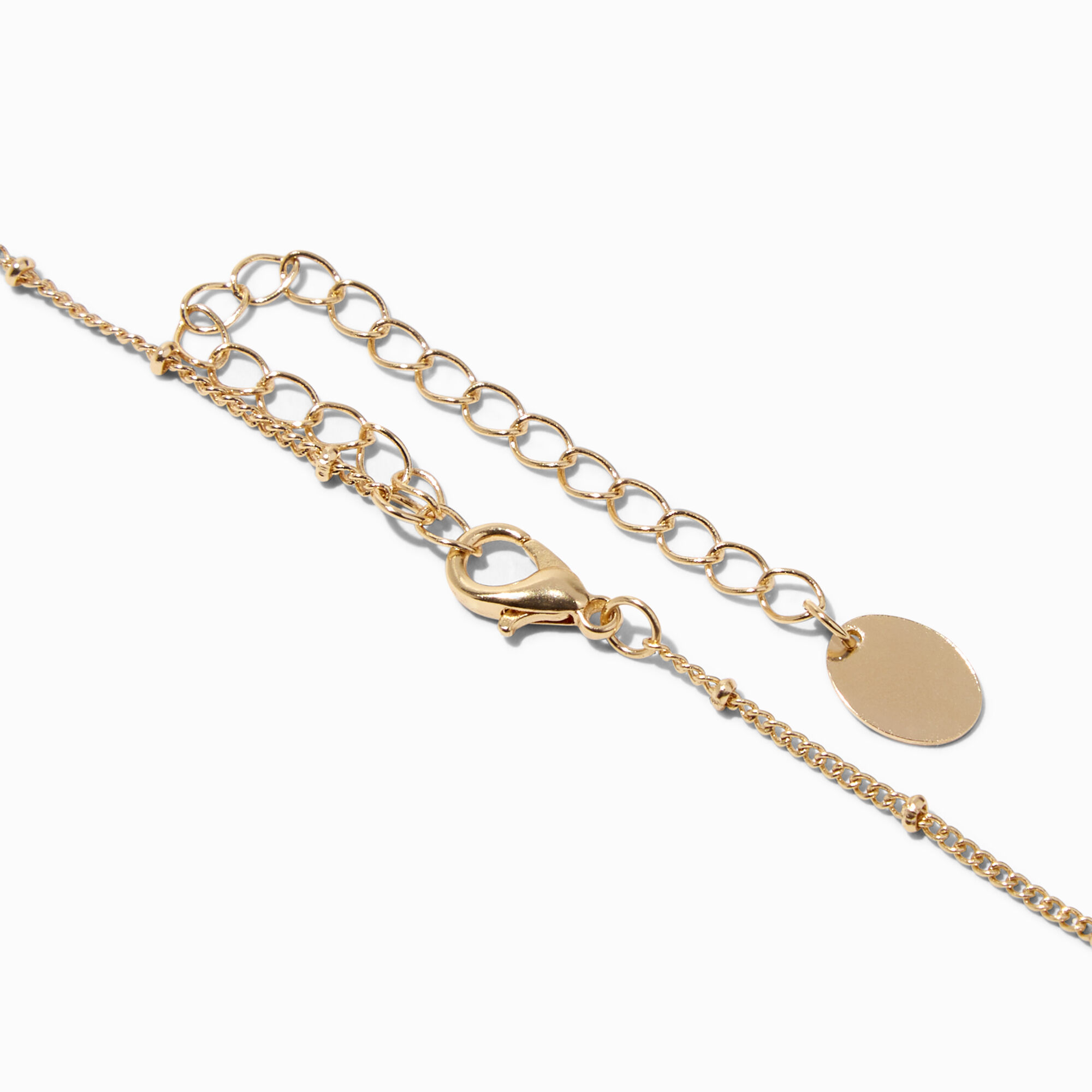 Gold Antiqued Medallion Initial Pendant Necklace - C,