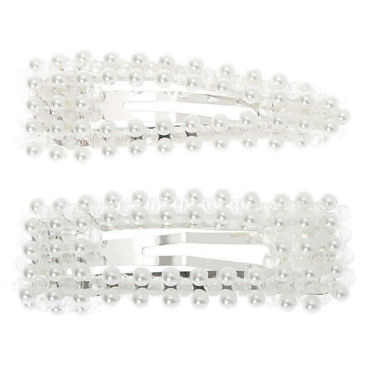 Silver Pearl Mixed Snap Clips - 2 Pack,