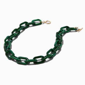 Faux Malachite Chunky Chain Link Choker Necklace,