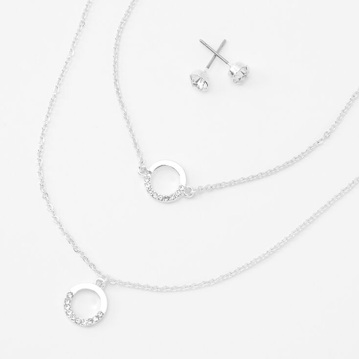 Claire's Coffret cadeau parure de bijoux motif cercle couleur argenté - Lot de 3