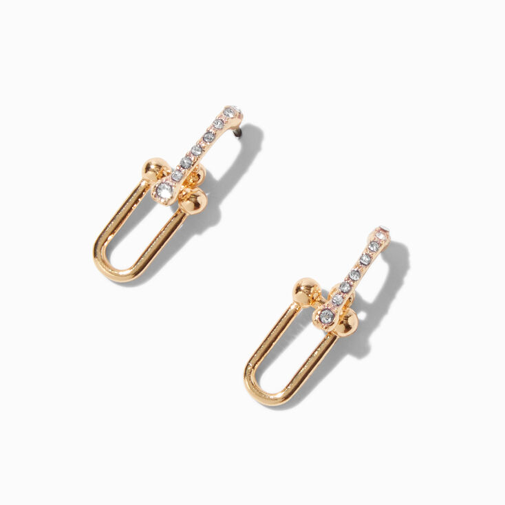 Gold-tone Crystal Chain Link Drop Earrings ,