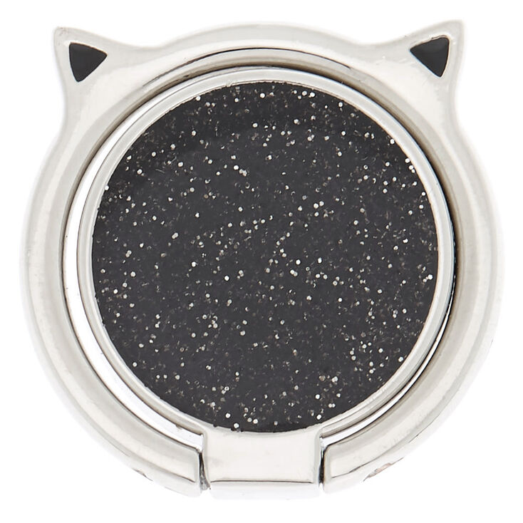 Claire's Support avec anneau couleur argenté chat-licorne noir