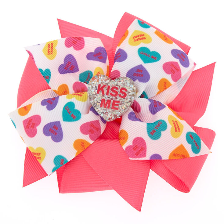 Rainbow Candy Hearts Hair Bow Clip Claire S Us