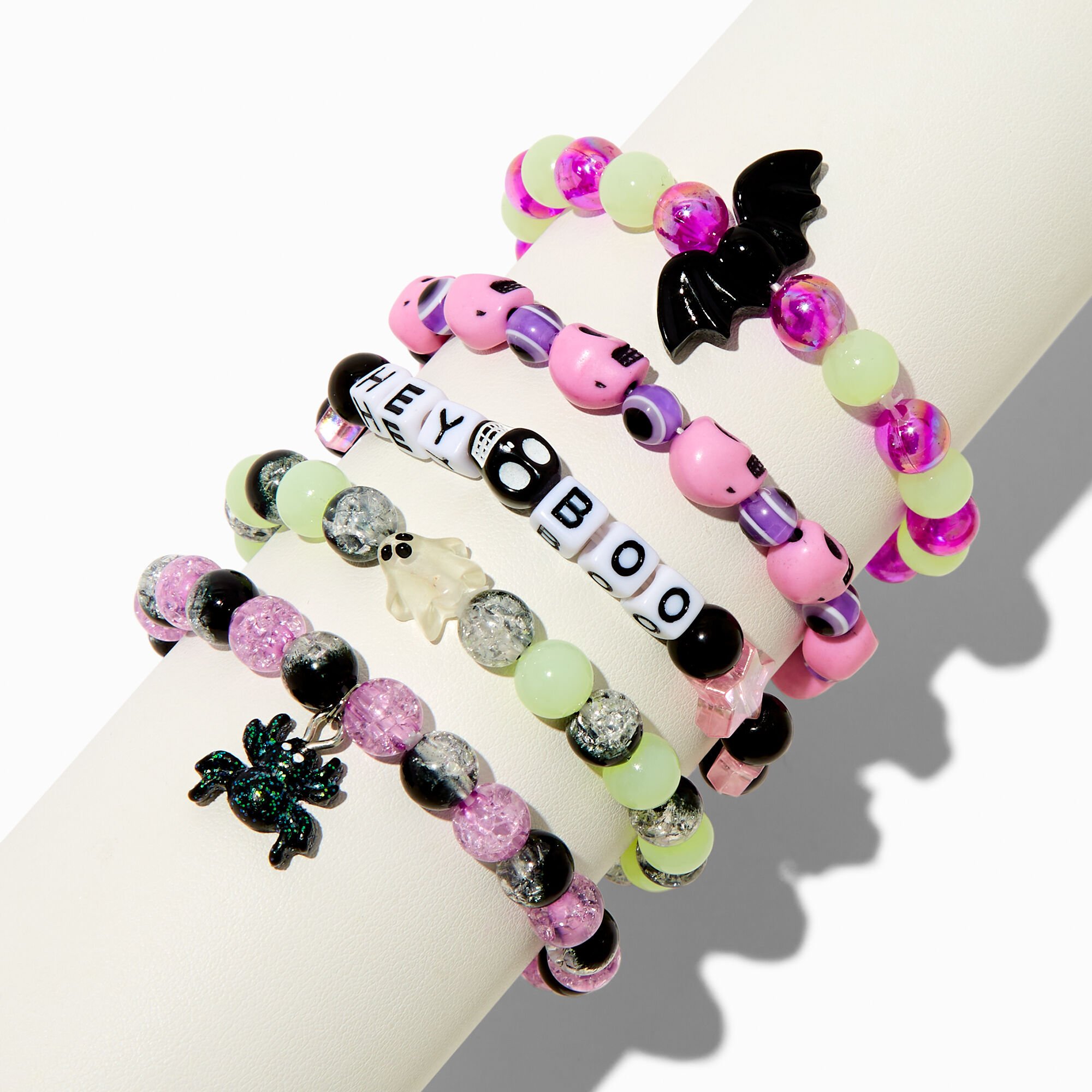 Halloween Creepville Glow in the Dark Beaded Stretch Bracelets - 5 Pack,